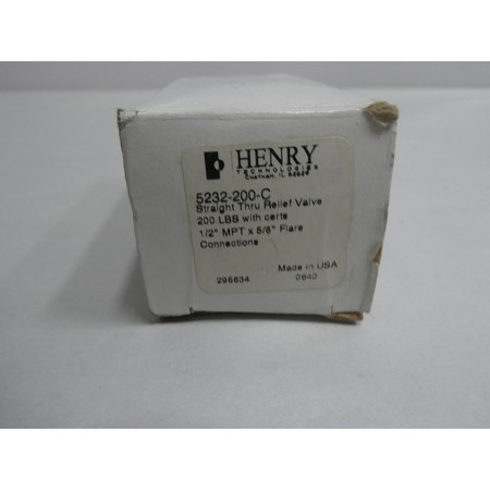 Henry Technologies 1/2 X 5/8IN STRAIGHT  RELIEF VALVE 5232-200-C